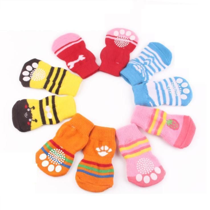 4PCS/Set Anti-Slip Dog Socks Lovely Pet Socks Custom Dog Socks