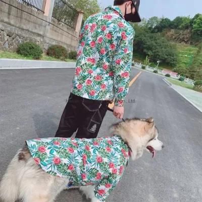 Fashionable Spring/Summer Hawaii Big Dog Floral Shirts Dog and Owner Matching Clothes Low MOQ Customized Dog and Human Mating