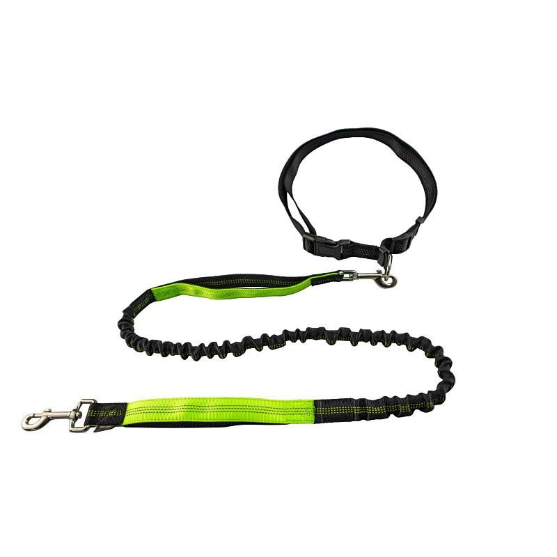 Hand Free Dog Leash with Adjustable Waist Bag Retractable Reflective Stitching Leash for Running Walking Hiking Jogging