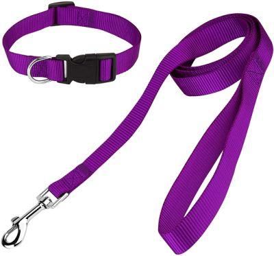 Classic Solid Colors Dog Collar and Leash Set