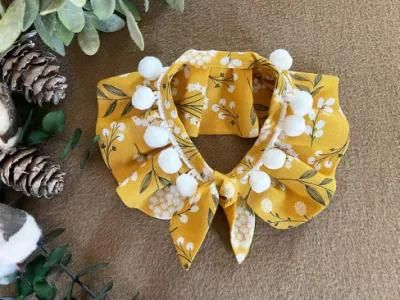 Dog Bandana Yellow POM POM Bandana Cape Floral Bandana Dog Scarf Pet Bandana Cute Dog Accessories Dog Bandana with Logo