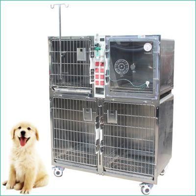 Cat Pet Clinic Cage 304 Stainless Steel Veterinary Cages with Oxygen Door