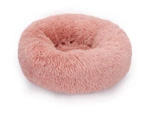 Wholesale Manufacturer OEM Soft Luxury Pink Pet Cushion Round Cat Dog Bed