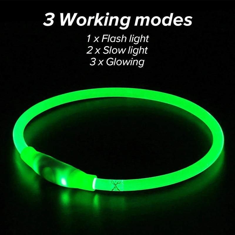 LED USB Pet Collar Night Dog Collars Glowing Luminous Rechargeable LED Collar