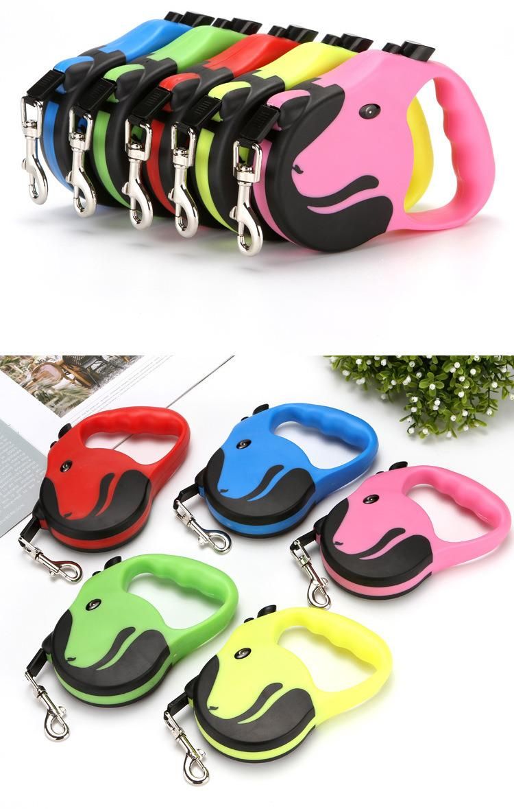Dog Lead Automatic Portable LED Rope Retractable Dog Leash 5m