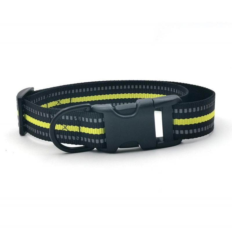 Hight Quality Quick Release, Galvanized Metal Black Buckle Reflective Tape Medium Large Dog Collars