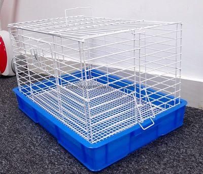 Rabbit Cage Metal Indoor Pet Rabbit Hutch Portable Outdoor Small Animal House Poultry Carriers with Tray