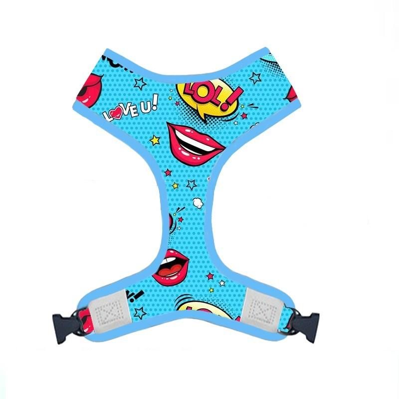 Thermal Transfer Printing Leopard Soft Neoprene Harness for Pet Dog