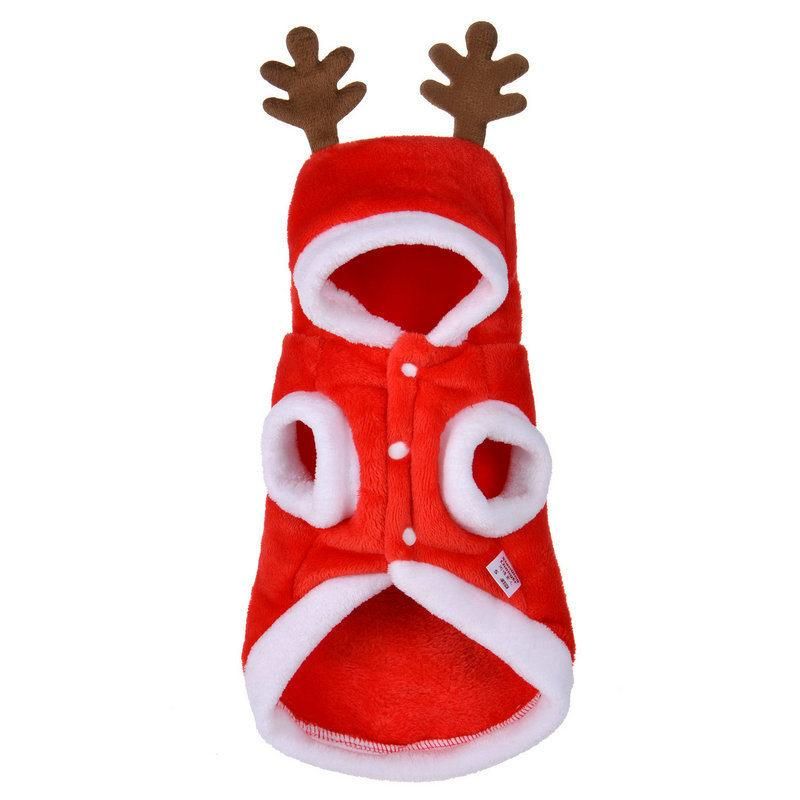 Lovely Christmas Dog Costume, Flannel Winter Halloween Cute Logo Printing Pet Clothes//
