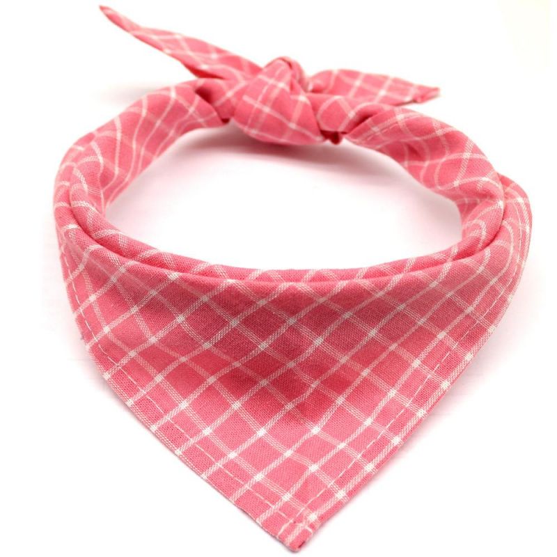 Puppy Square Plaid Printing Adjustable Scarf Dog Clothes Dog Bandana