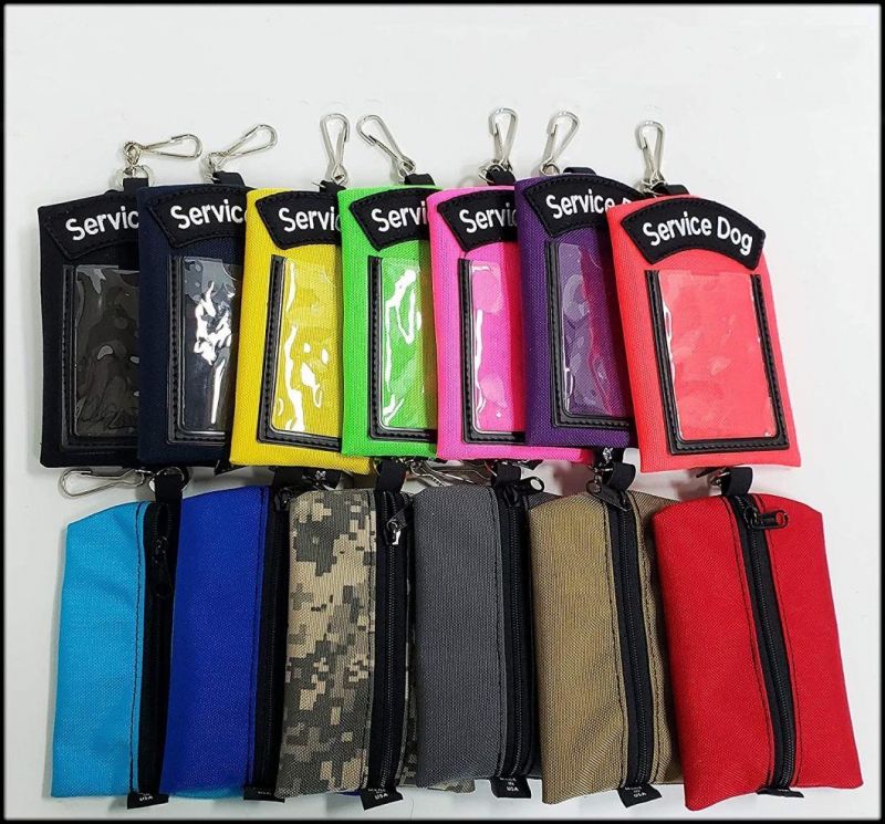 Service Dog ID Identification Carrier & Zippered Pouch - Carry Many Small Items & Easily Display Your Dogs Identification