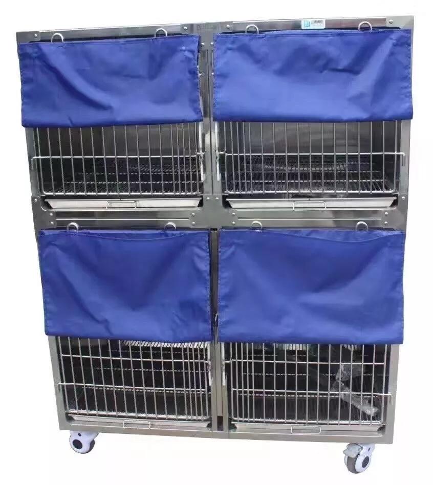 304 Stainless Steel Dogs Cage Veterinary Pet Cages Carrier House with Oxygen Door