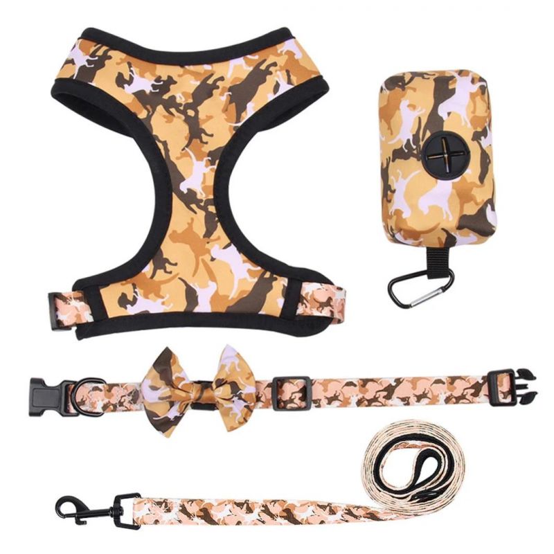 Charming Pet Set Including Dog Harness Dog Bowtie Collar Dog Leash & Dog Poo Bag