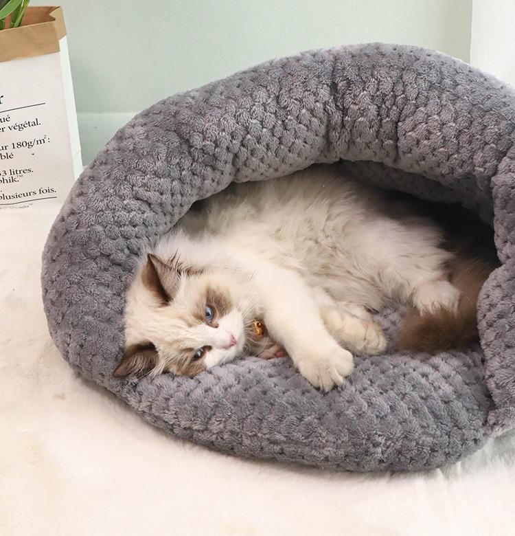 Wholesale Luxury Soft Round Washable Calming Plush Pet Donut Dog Bed Cat Nest Kennel Cave Winter Warm Sleep Donut Cat Bed