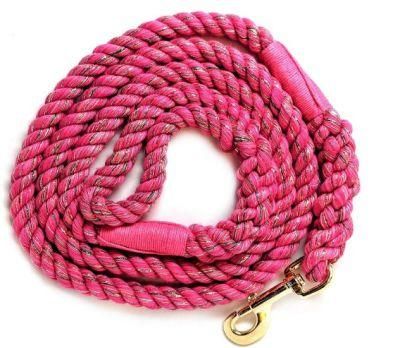 Wholesale Bast Fiber Fabric Monochrome and Bicolor Dog Leash Rope for Outdoor Walking