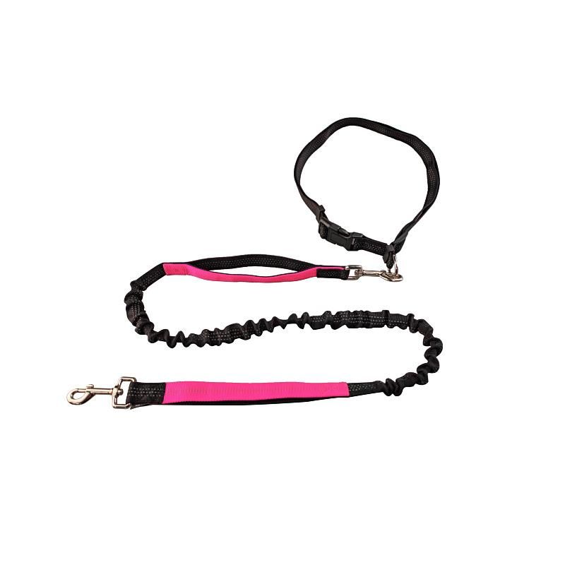 Hand Free Dog Leash with Adjustable Waist Bag Retractable Reflective Stitching Leash for Running Walking Hiking Jogging