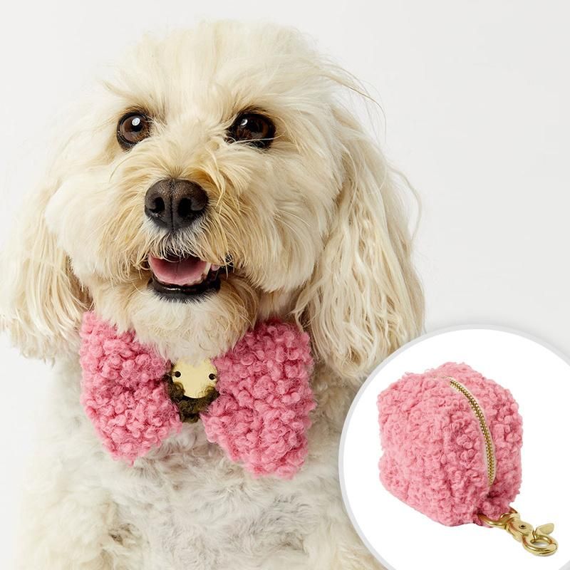 Dog Poop Bag Dispenser Waste Pick up Clean Bag Cute Lamb Wool Soft for Walking