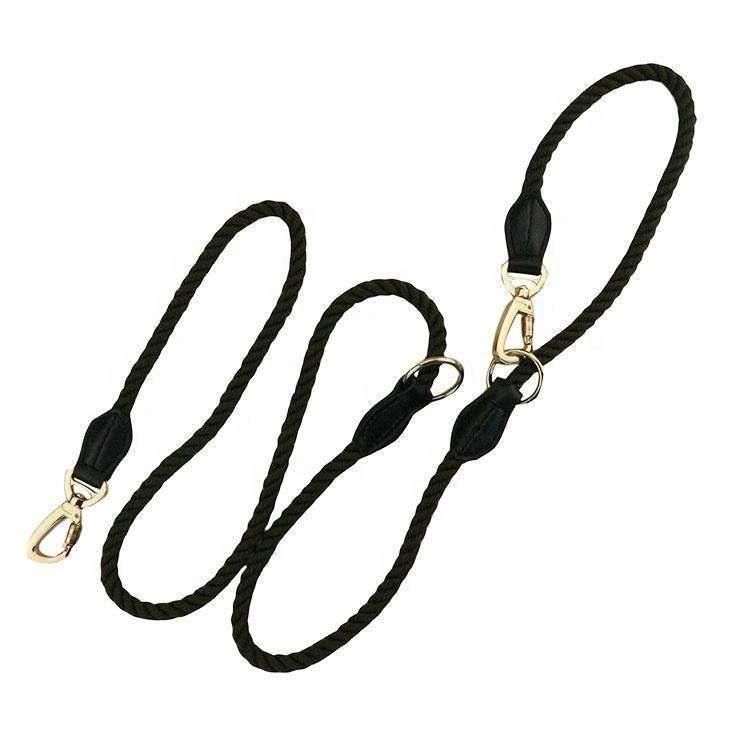 New Design Pet Product Cotton Dog Rope Leash with Leather Patch