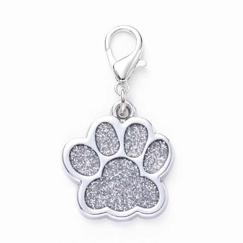 Animal Dog Cat Paw Print Charms Pendants Crystal Beads Glitter Footprint for Dog Tag Fit Pet Collar Necklace Pendant Chain