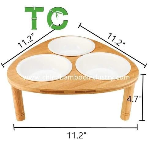 Elevated Small Dog Bowls with Bamboo Stand Raised Dog Bowls Cat Food Stand