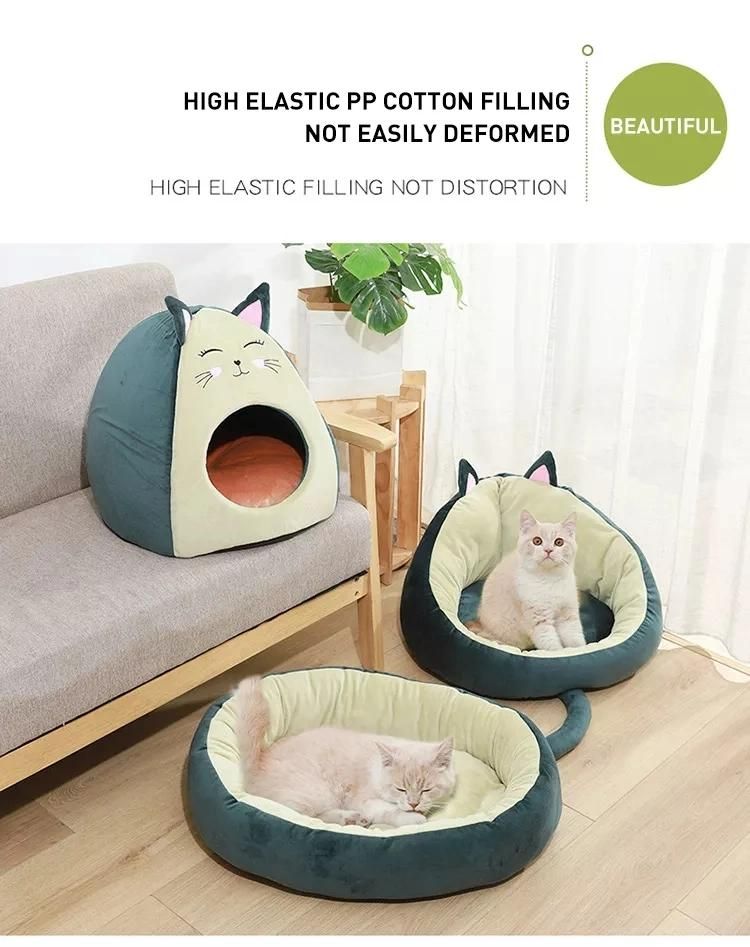 Lovely Plush Cotton Oxford Cat Round Bed for Luxury Living