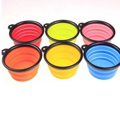 Manufacturer Wholesale Multi-Design Pet Silicone Foldable Round Outdoor Collapsible Food Feeder Pet Bowl with Carabiner