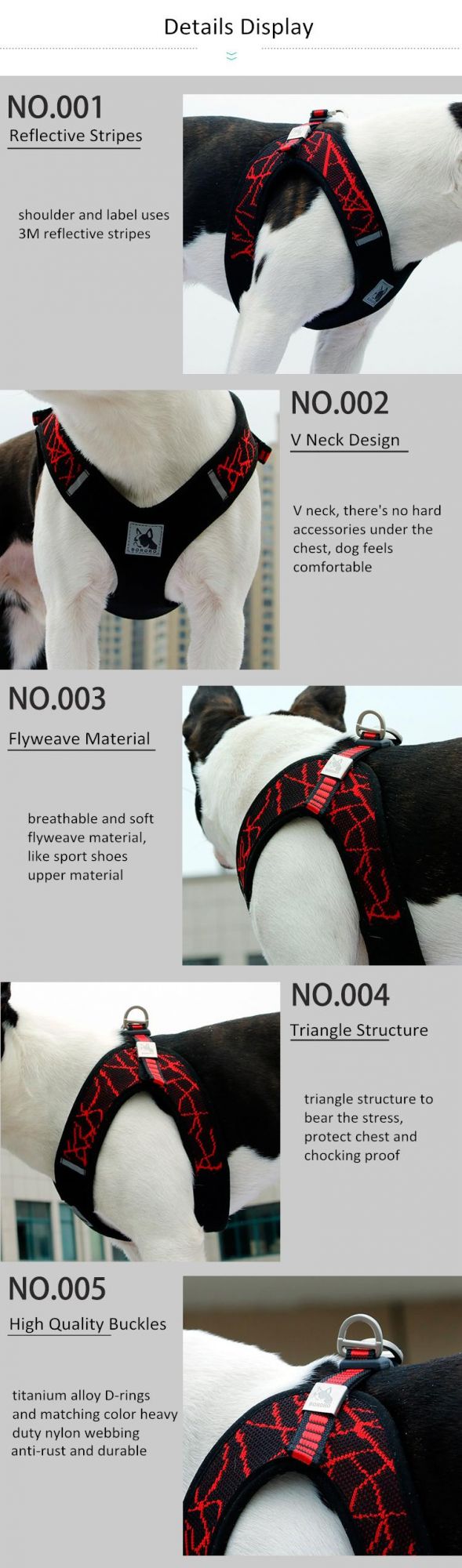 V8 Dog Harness Soft Padded Breathable Dog Harness Vest Choke Free Pet Harness