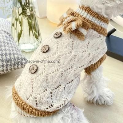 Knitted Dog Sweater Pet Knitwear, Dog Warm Knit Jumper Coat Winter Clothes with Leash Hole and High Stretch