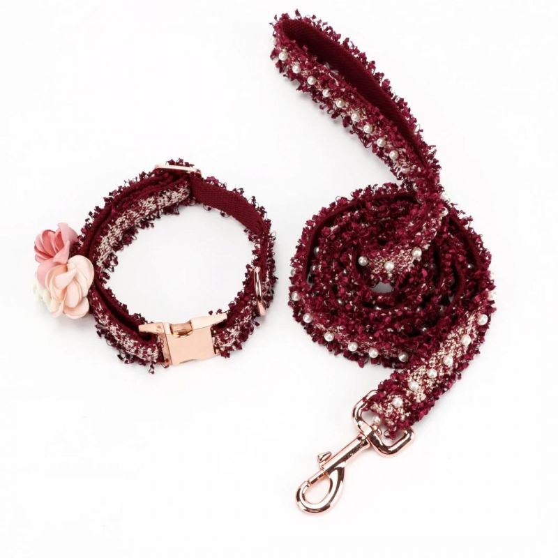 Whosale Custom Pear Decoration Dog Collar with Lace