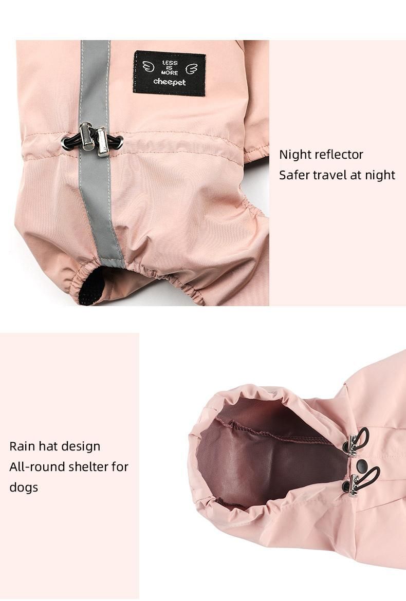 Windproof and Waterproof Pet Raining Jacket Portable Large Dog Raincoat Reflective Large Dog Clothes Hoodie Pet Dog Raincoat
