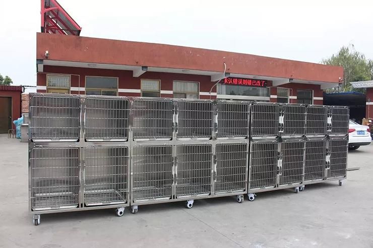 Stainless Steel Veterinary Animal Cages with Wheels