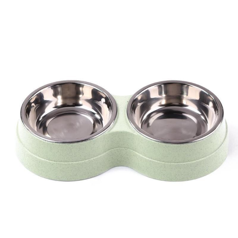 Double Pet Bowls Dog Food Water Feeder Stainless Steel Pet Drinking Dish Small Dog Accessories