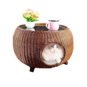 New Design Handmade Rattan Tea Table Pet House