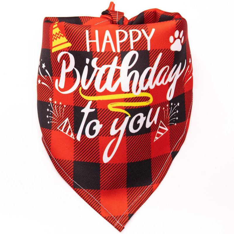 Pet Birthday Celebrate Scarf Washable Cotton Saliva Towel