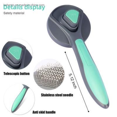 Stainless Steel Middle Size Self Cleaning Brushes Shedding Grooming Brush Tools Pet Dematting Comb
