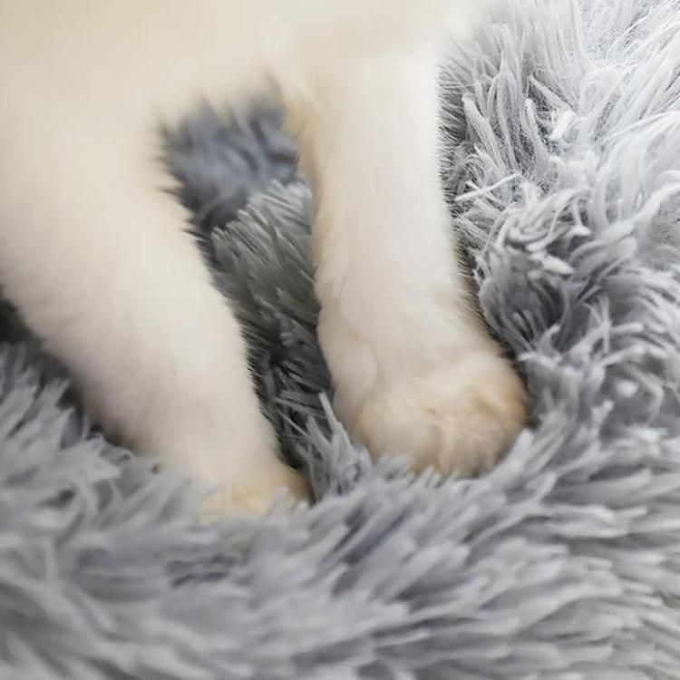 Custom Logo Large Comfortable and Washable Princess Foldable Fluffy Soft Luxury Round Pet Cat Bed