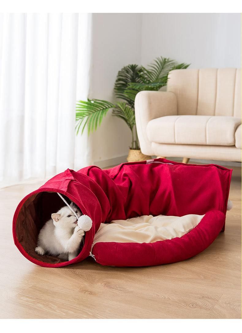 Factory Wholesale Luxury Durable 2 Hole Tunnel Cat Bed