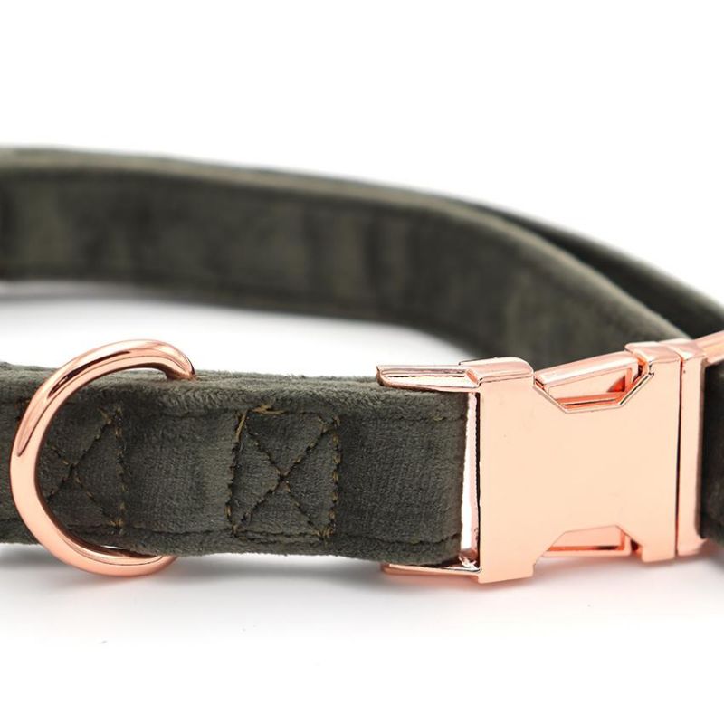 Hot Design Adjustable Metal Buckle Soft Cotton Pink Velvet Dog Collar Leash Harness Set for Small Medium Large Dogs