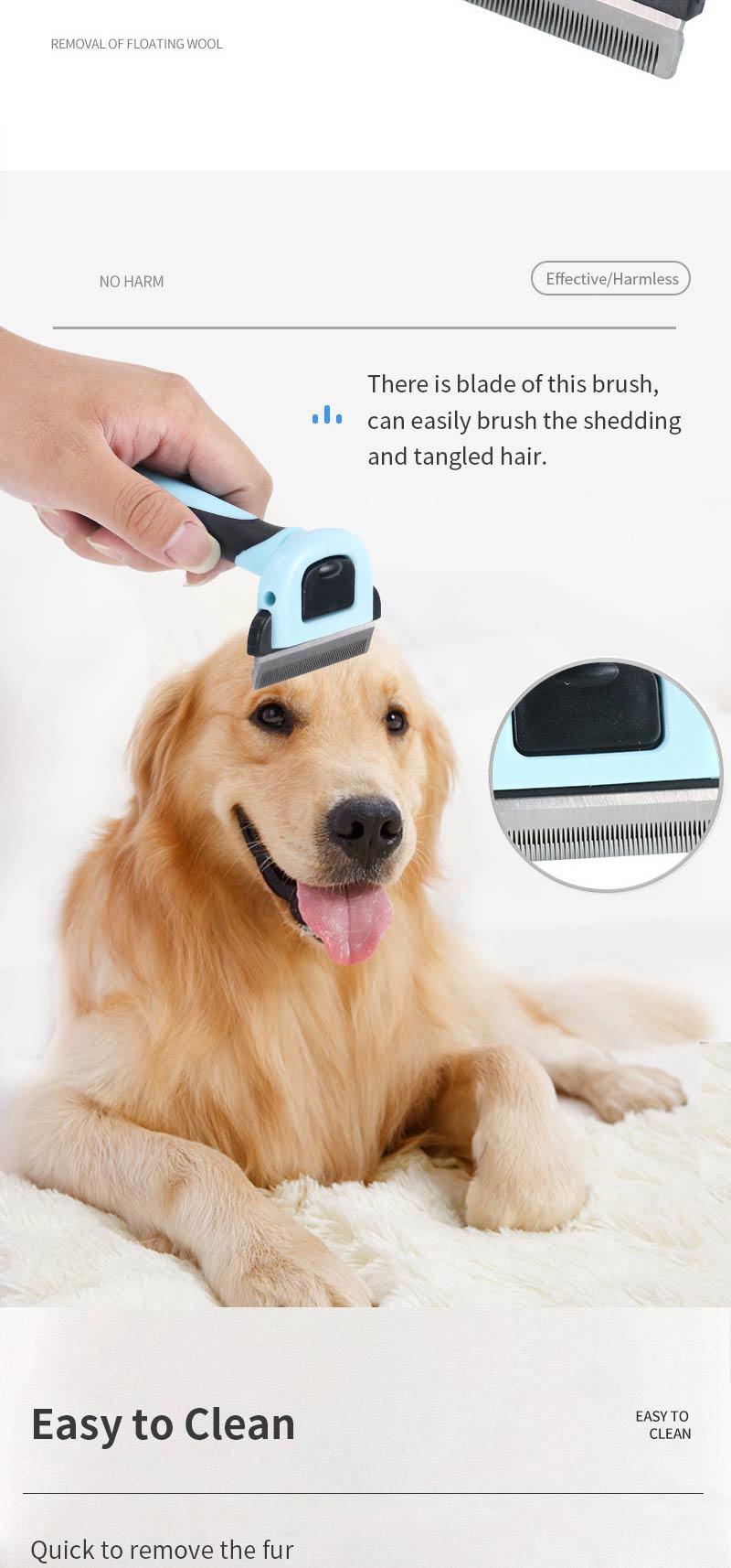Hot Sale Deshedding Tool ABS Non-Slip Handle Stainless Steel Pet Dematting Grooming Comb