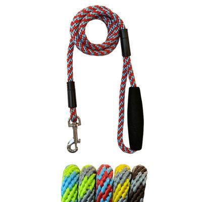 Amazon Hot Selling Large Dog Pet Soft Reflective Nylon Braided Rope Dog Leash