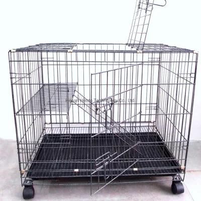 Metal Pet Indoor Animal Playing Living Cat Cage with Removable Tray and Caster Wheels