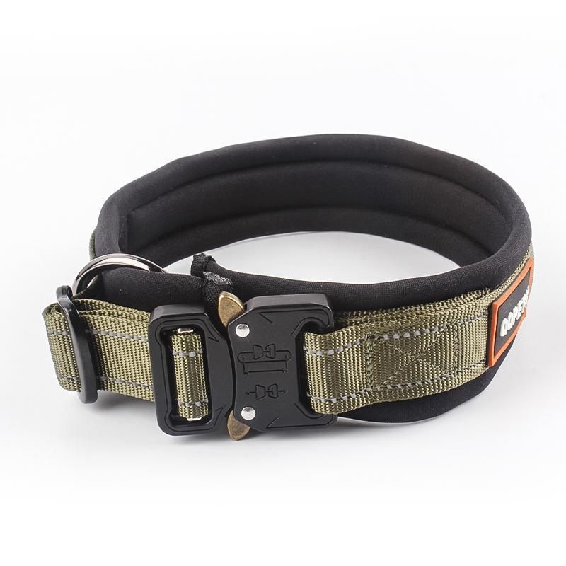 Stronger Reflective Comfortable Pet Collar Neoprene Padded Adjustable Nylon Tactical Dog Collar