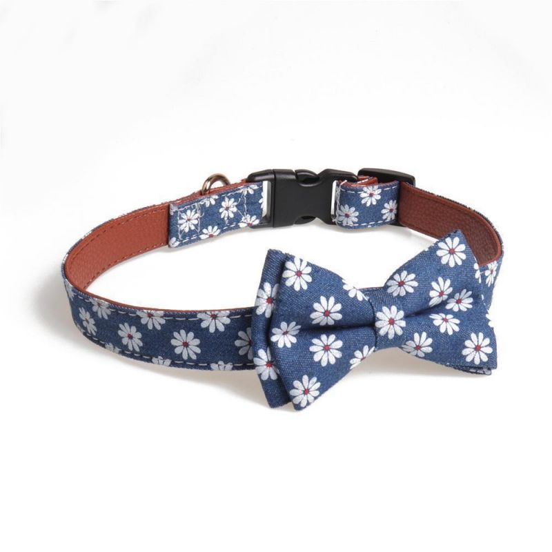 Fashion Design Dog Collar with Bowtie and Plastic Buckle