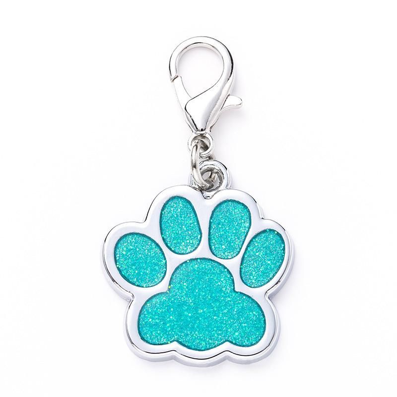 Animal Dog Cat Paw Print Charms Pendants Crystal Beads Glitter Footprint for Dog Tag Fit Pet Collar Necklace Pendant Chain