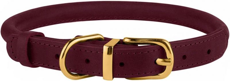 Round Dog Collar Luxury Leather Dog Collar