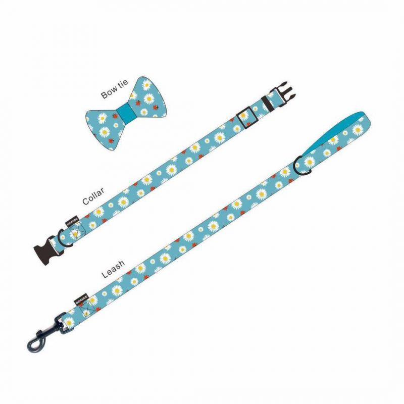 Manufacturer Sublimation Print Custom Logo Fashion Adjustable Luxury Pet Collar Lead and Harness Padded Dog Collar Leash Set
