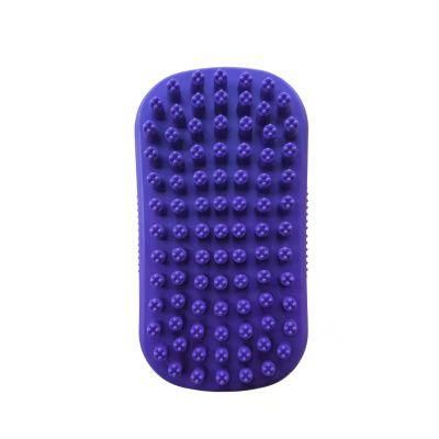 Hot Saling Small Animal Products Soft Rubber Pet Grooming&Cleaning Tools Bath Massage Brush Purple