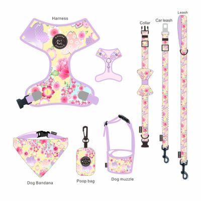 Wholesale Soft New Designer Luxury Waterproof PVC Custom Dog Harness Collar and Leash Set Personalized with Poop Bag