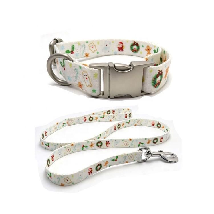 Custom High Quality Nylon Dog Leads Pattern Heat Transfer Print Sublimation Polyester Dog Collar and Leash