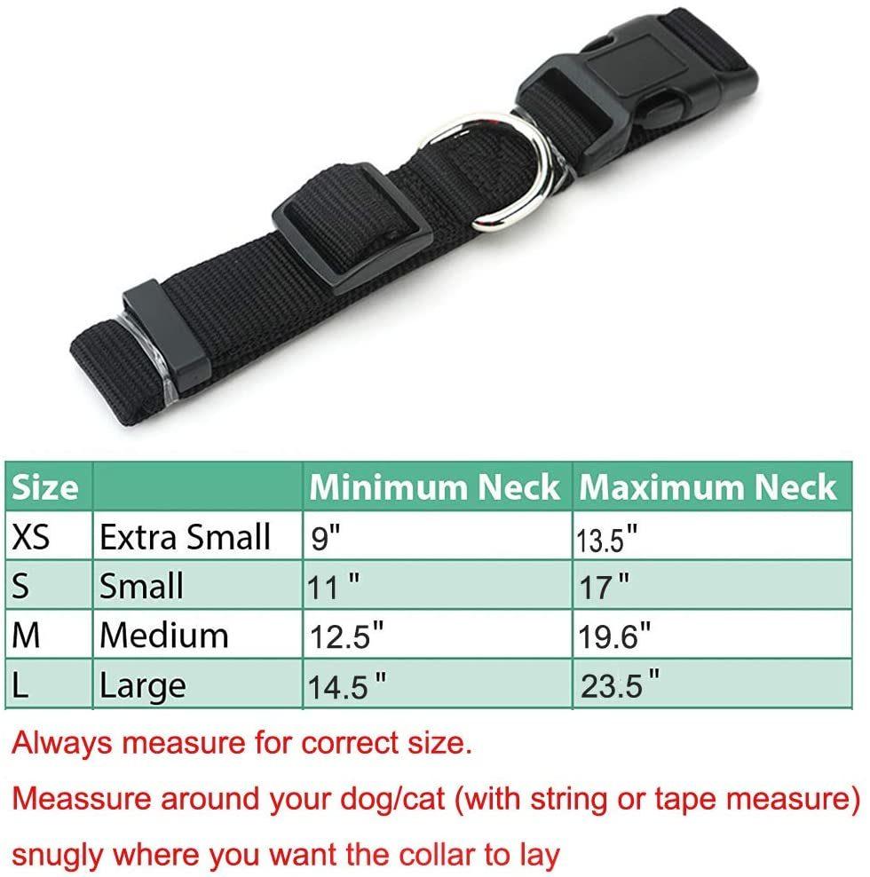 Adjustable Nylon Dog Collar, Classic Solid Colors for Small Sized Dogs Neck